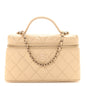 Caviar Quilted Top Handle Slim Vanity With Chain Beige