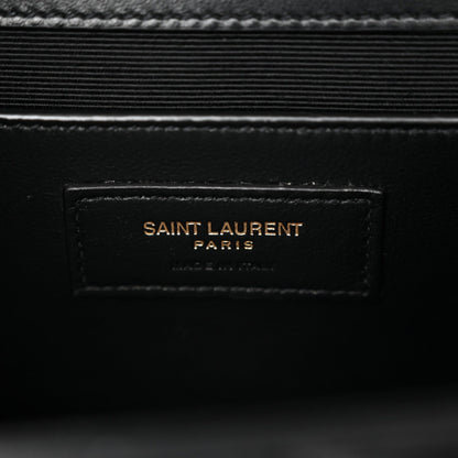 Lambskin Mixed Matelasse Triquilt Medium Monogram Satchel Black