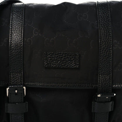 Nylon Monogram Double Buckle Flap Messenger Bag Black