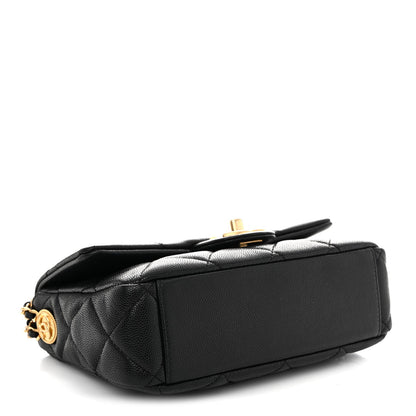 Caviar Quilted Small Twist Your Buttons Flap Black