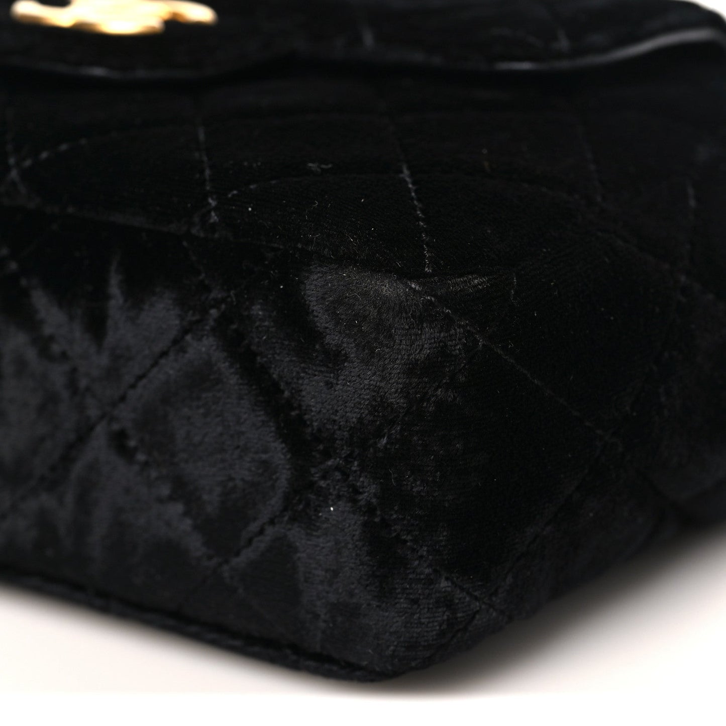 Velvet Quilted Small Wavy CC Hobo Black