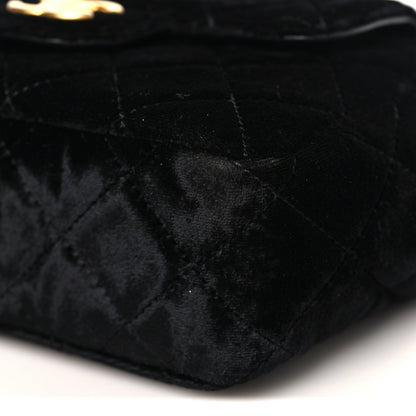 Velvet Quilted Small Wavy CC Hobo Black