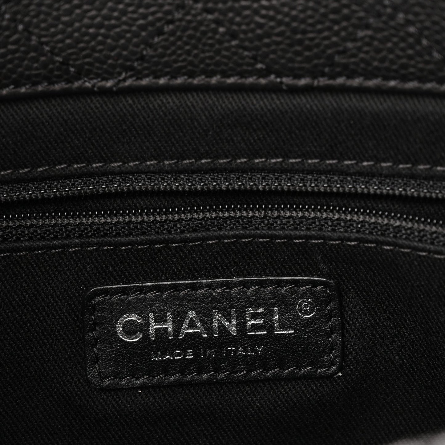 Caviar Quilted Shopping Tote Black