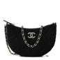 Velvet Crystal Quilted Chain Hobo Black
