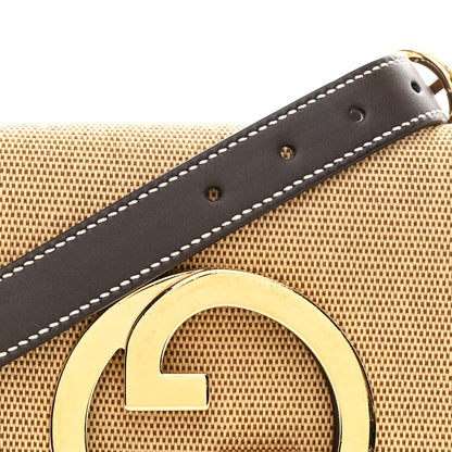 Canvas Dollar Calfskin Blondie Chain Shoulder Flap Bag Brown