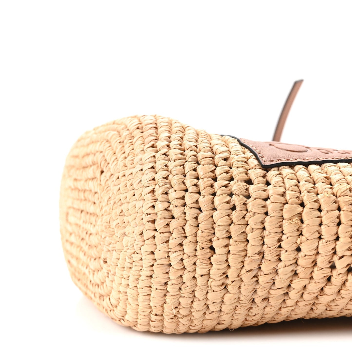 Calfskin Raffia Slit Pochette Bag Natural Tan