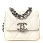 Caviar Quilted Enamel Coco Clutch With Chain White
