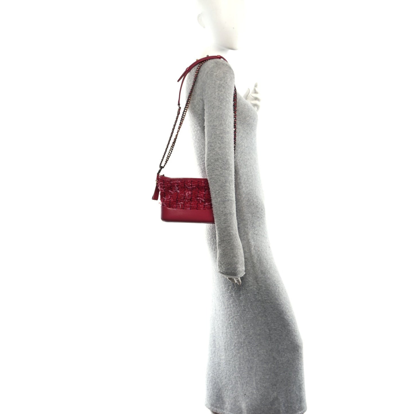 Tweed Calfskin Small Gabrielle Hobo Pink