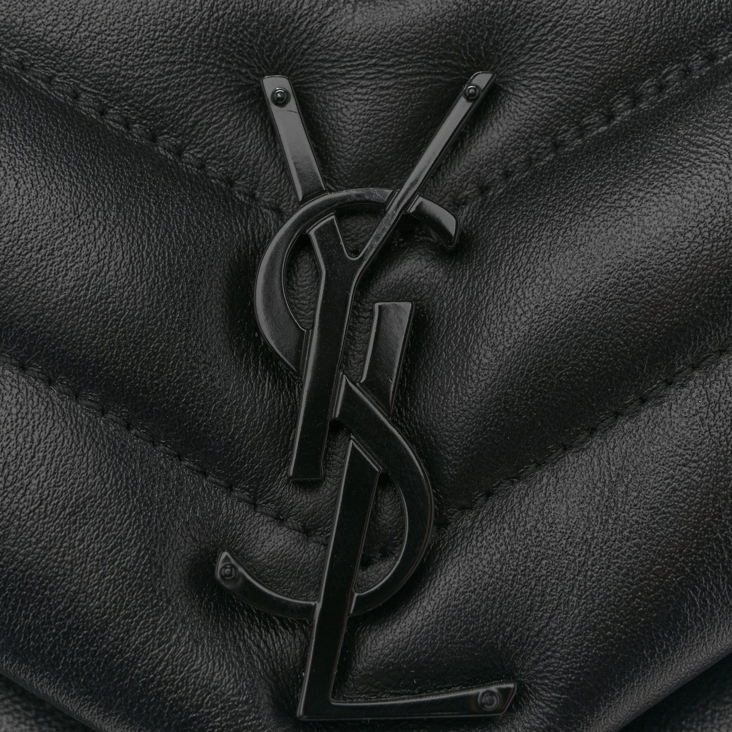 Calfskin Y Quilted Monogram Monochrome Small Loulou Chain Satchel Black