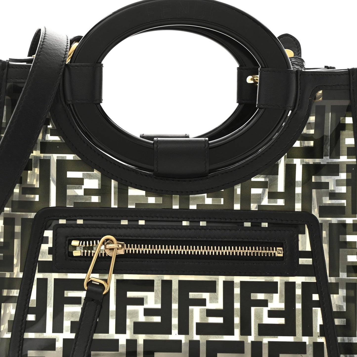 TPU FF Vitello Century Plexiglass Small Runaway Shopper Tote Black