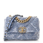 Sequin Quilted Medium Chanel 19 Flap Light Blue
