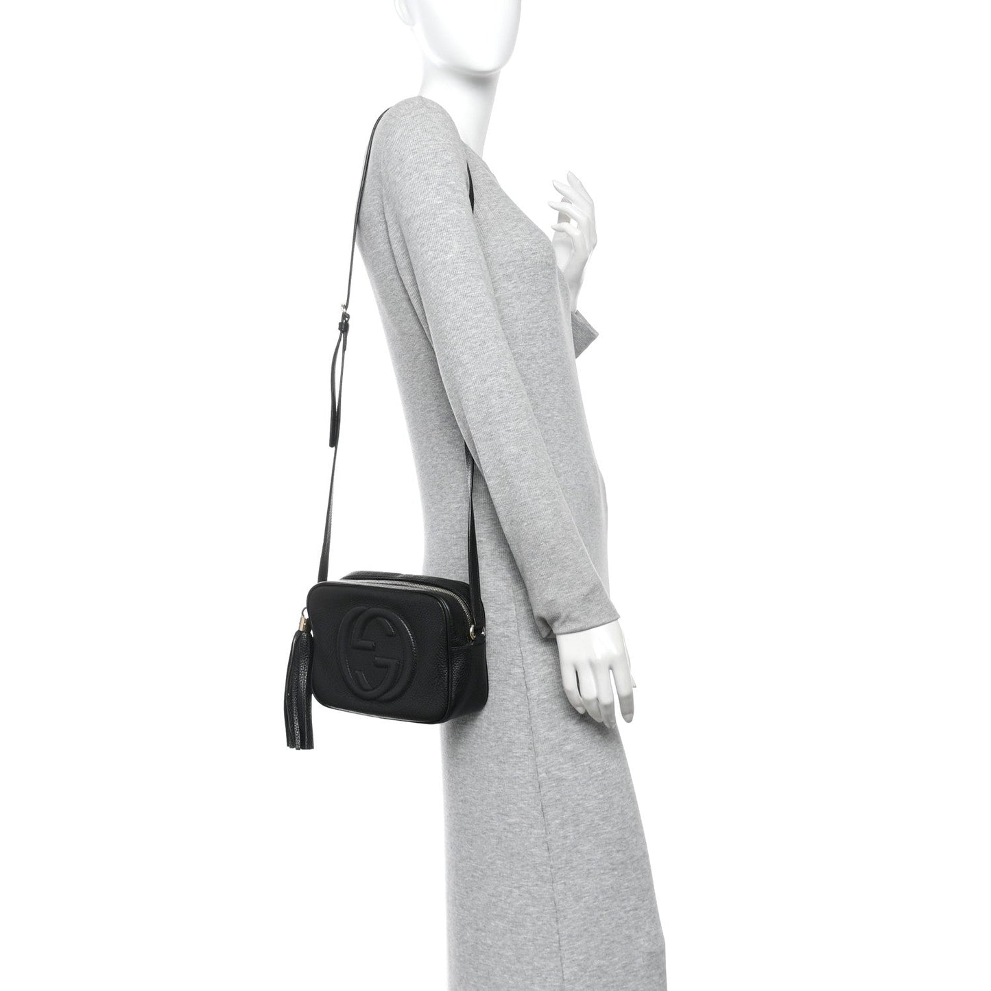 Pebbled Calfskin Small Soho Disco Bag Black