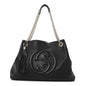 Pebbled Calfskin Medium Soho Chain Shoulder Bag Black