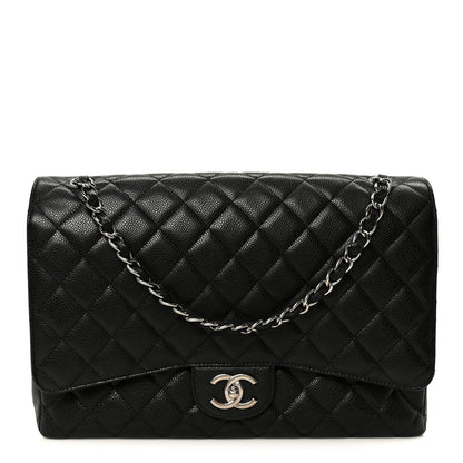 Caviar Quilted Maxi Double Flap Black