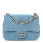 Denim Quilted Sweetheart Mini Flap Blue