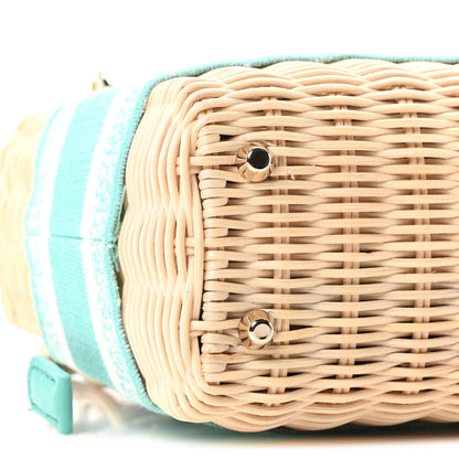 Wicker Oblique Mini Lady Dior Bag Aquamarina