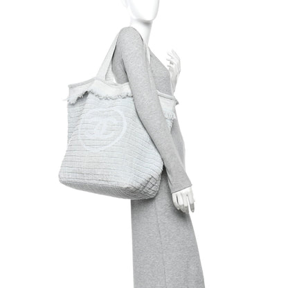 Terry Cotton CC Beach Tote Towel Set Light Grey