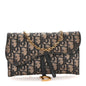 Oblique Saddle Chain Long Wallet  Blue