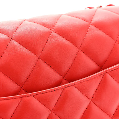 Lambskin Quilted Jumbo Double Flap Red