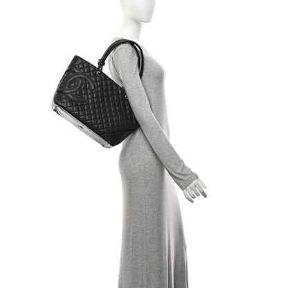 Calfskin Quilted Large Cambon Tote Black