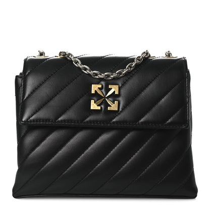 Calfskin Diagonal Quilted Jackhammer 24 Shoulder Bag Black