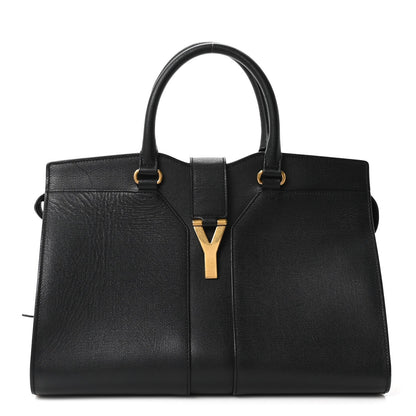 Textured Calfskin Medium Cabas ChYc Black