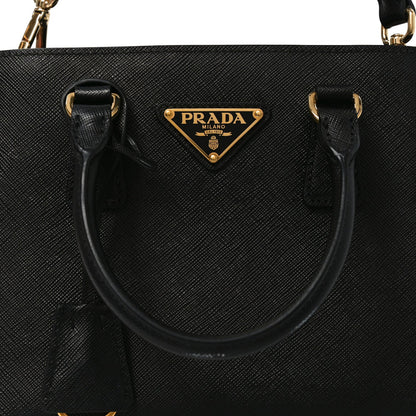 Saffiano Lux Micro Galleria Shoulder Bag Black