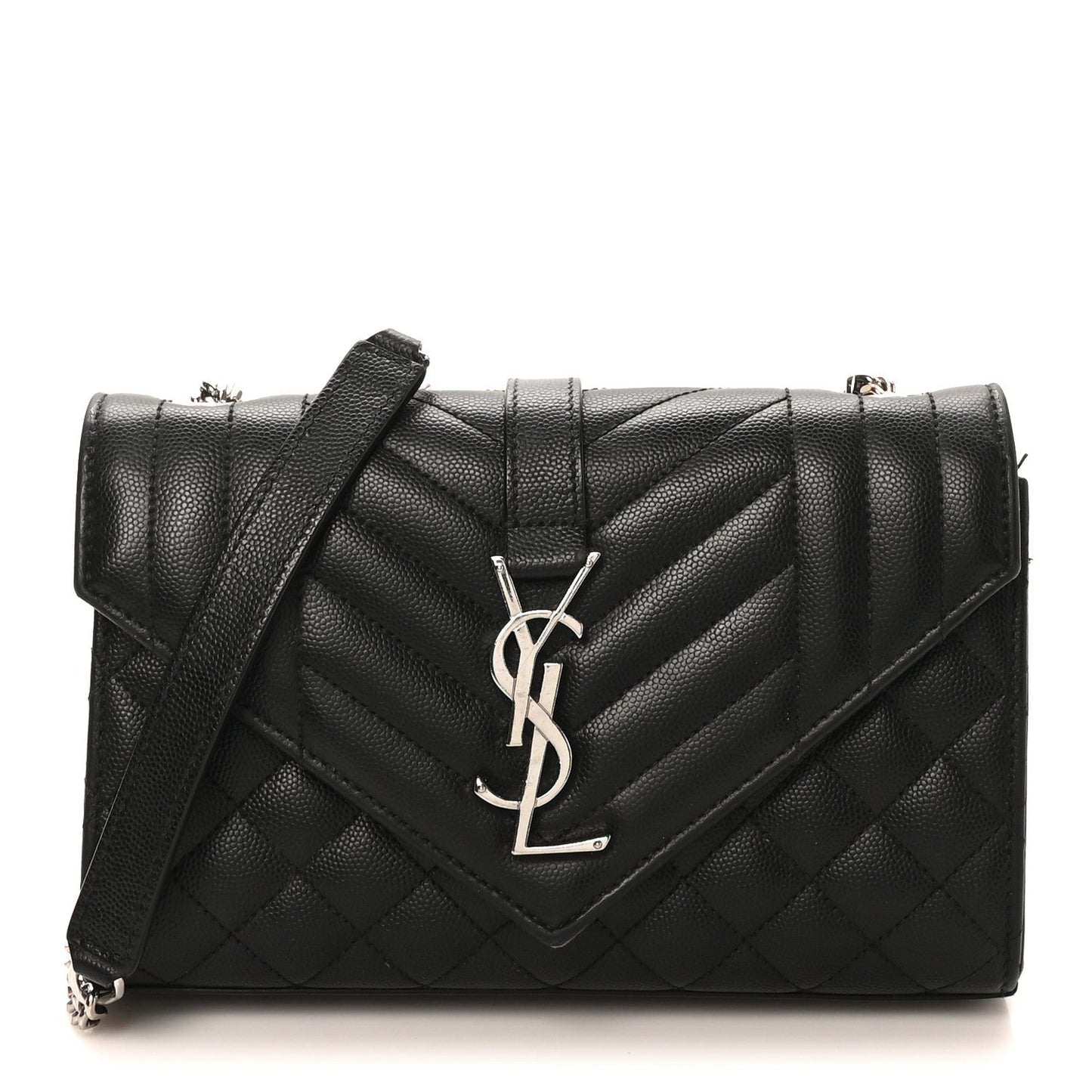 Grain De Poudre Textured Mixed Matelasse Triquilt Small Monogram Satchel Black