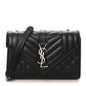 Grain De Poudre Textured Mixed Matelasse Triquilt Small Monogram Satchel Black