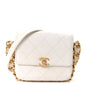Calfskin Quilted Small Framing Chain Flap Bag White