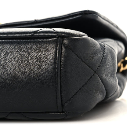 Lambskin Quilted Mini CC Crystal Logo Chain Flap Black