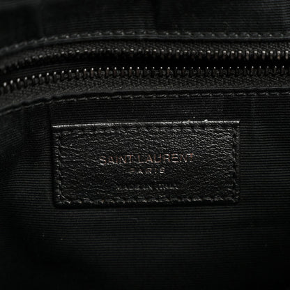 Calfskin Y Quilted Monogram Large Loulou Chain Satchel Black