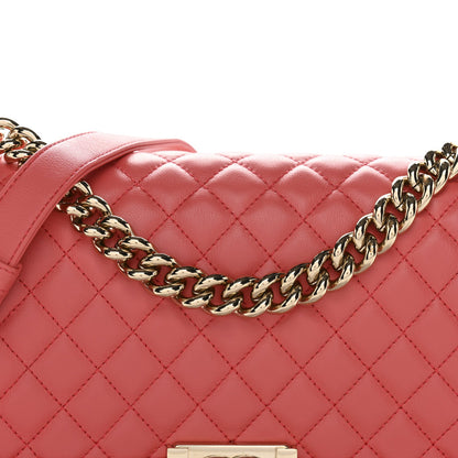Calfskin Quilted Medium Boy Flap Coral
