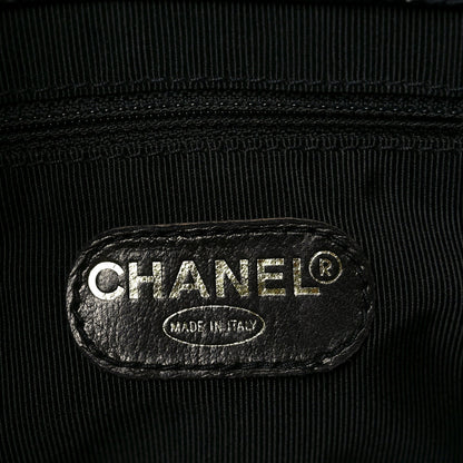 Caviar Embroidered Logo Shoulder Bag Black