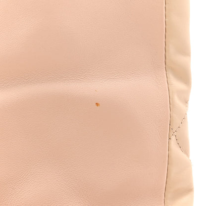 Nappa Calfskin Quilted Touch B Puffy Clutch Light Beige