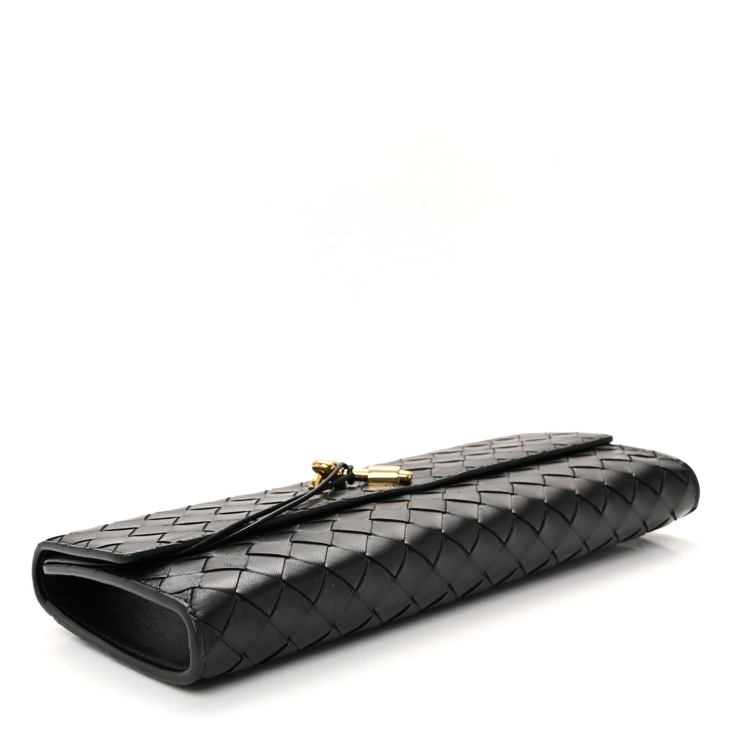 Nappa Intrecciato Long Andiamo Top Handle Clutch Black
