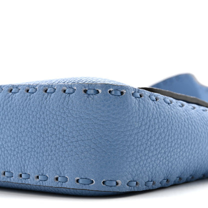 Cuoio Roma Sellerissima Nappa Sintetica Tape Stitch Baguette Placca Placca Argento Blue