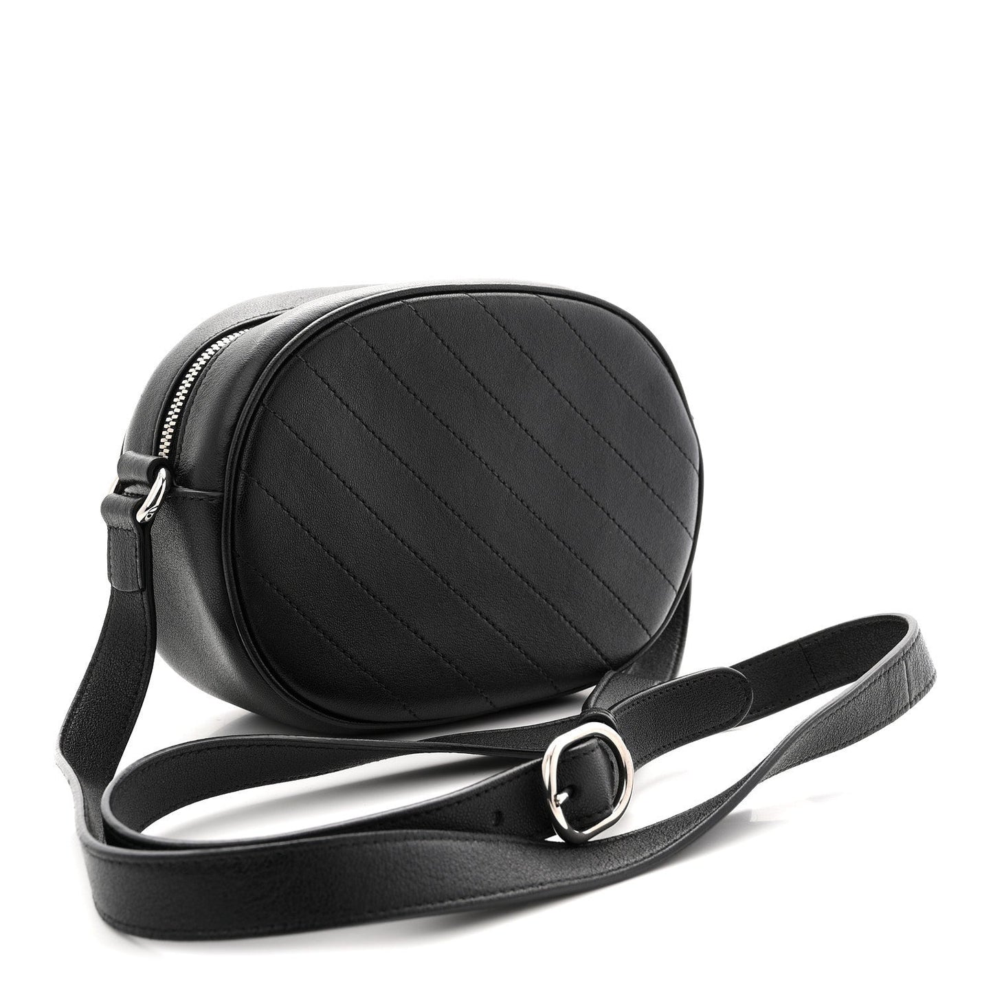 Sakai Be Green Calfskin Diagonal Stitched Mini Blondie Shoulder Bag Black