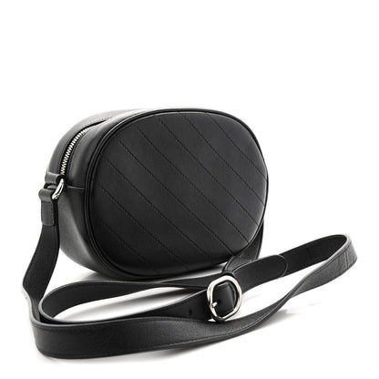 Sakai Be Green Calfskin Diagonal Stitched Mini Blondie Shoulder Bag Black