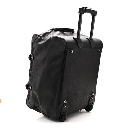 Agneau Silver Hardware Duffle Carry On Travel Bag Black