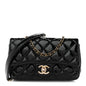 Patent Goatskin Quilted Small CC Eyelet Flap Black