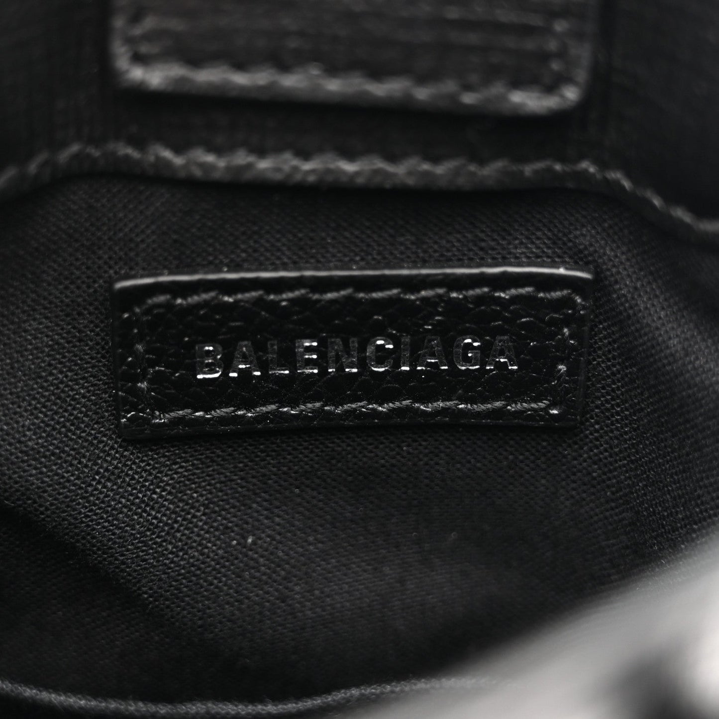 Squared Calfskin Logo Shopping Phone Holder Bag Black