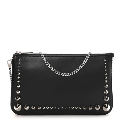 Calfskin Paris Spiked Loubila Chain Clutch Black