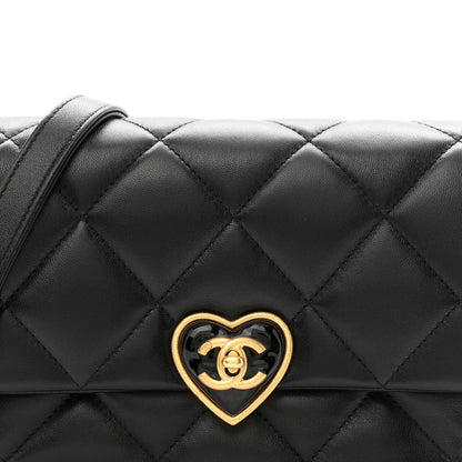 Lambskin Plexiglass Quilted Coco Love Flap Black