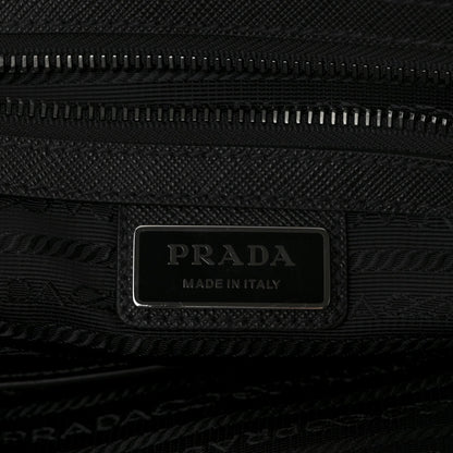 Re-Nylon Saffiano Metal Triangle Logo Briefcase Black