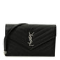 Grain De Poudre Matelasse Chevron Monogram Envelope Chain Wallet Black