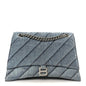 Washed Denim Quilted Medium Crush Chain Bag Denim Blue