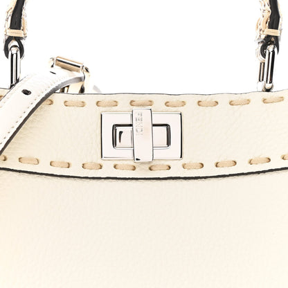 Cuoio Romano Snakeskin Selleria Mini Peekaboo Iconic Satchel White Stone