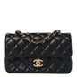 Lambskin Quilted Mini Rectangular Flap Black