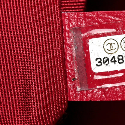 Shiny Aged Calfskin Shopping Bag Red